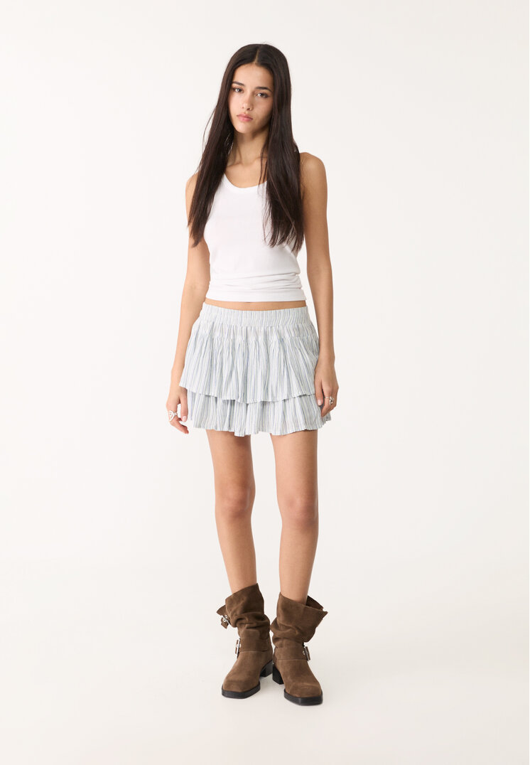 falda pantalon mini volantes