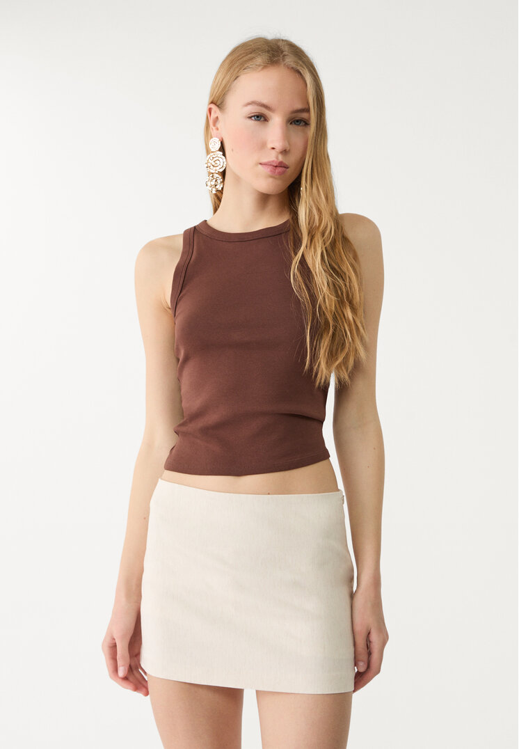 falda pantalon corta con lino