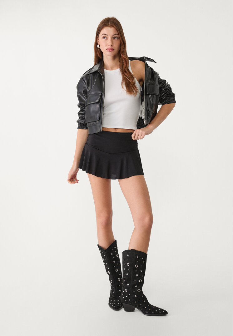 falda pantalon fluida frunce