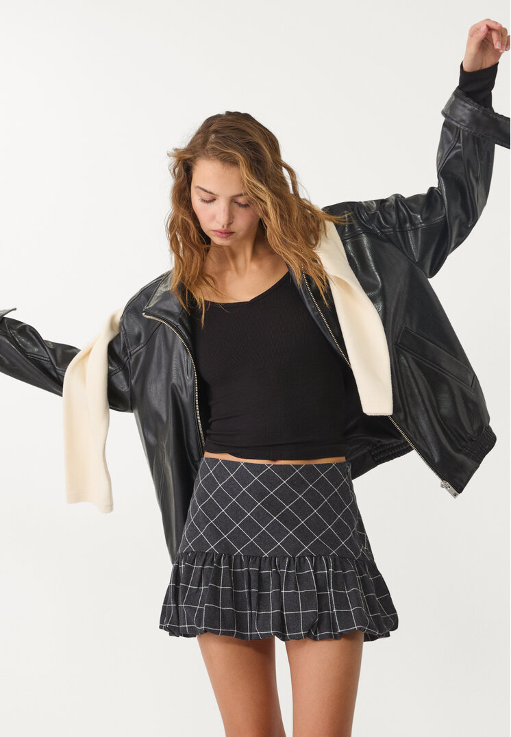 falda pantalon abullonada cuadros