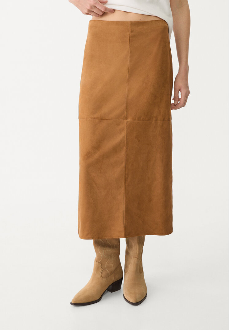 falda midi efecto ante