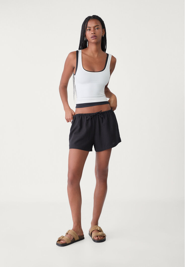 shorts cordon con lino