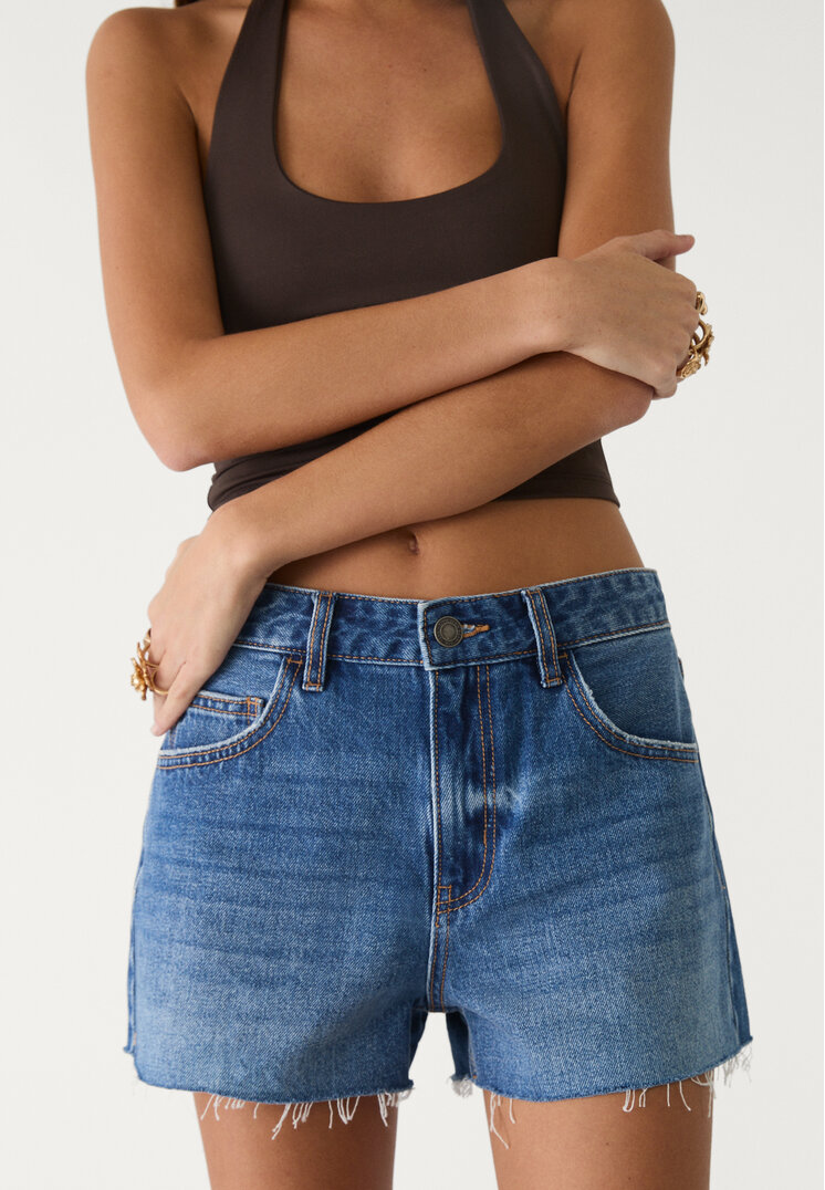 shorts denim mid rise