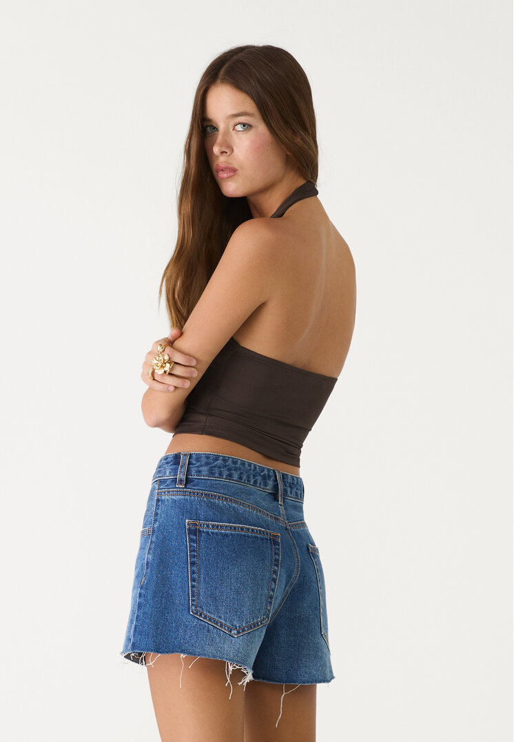 shorts denim mid rise