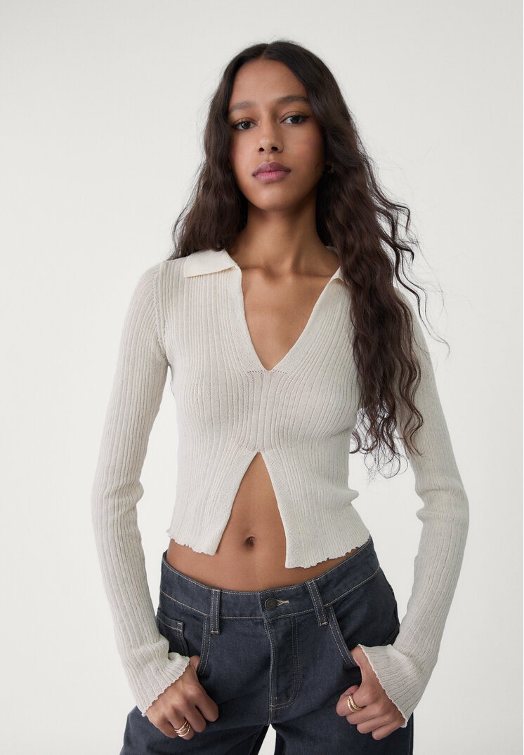jersey cuello polo abertura