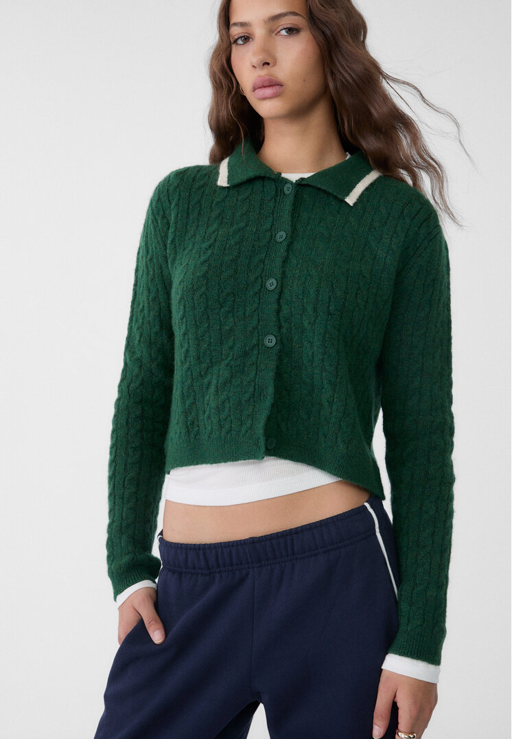 chaqueta punto trenzado botones