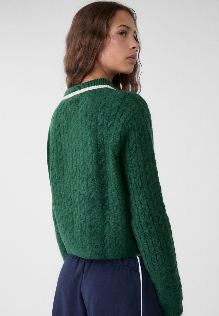 chaqueta punto trenzado botones