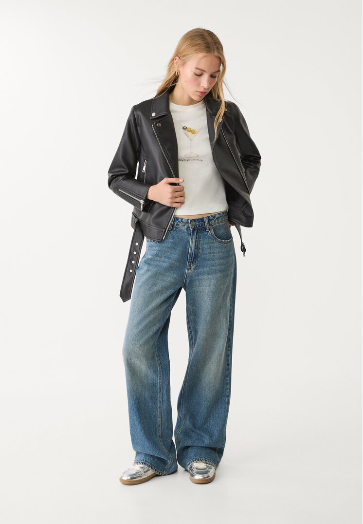 cazadora biker efecto piel
