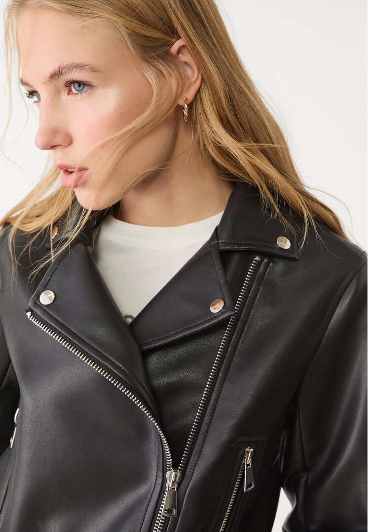 cazadora biker efecto piel