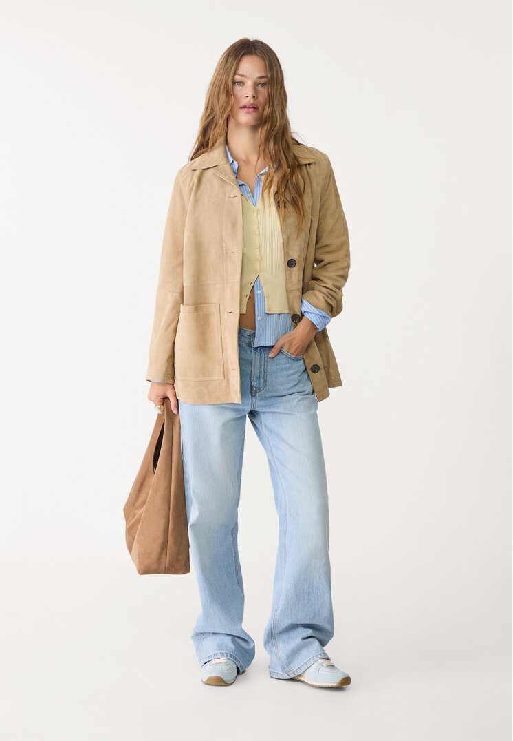 chaqueta americana 100 piel ante