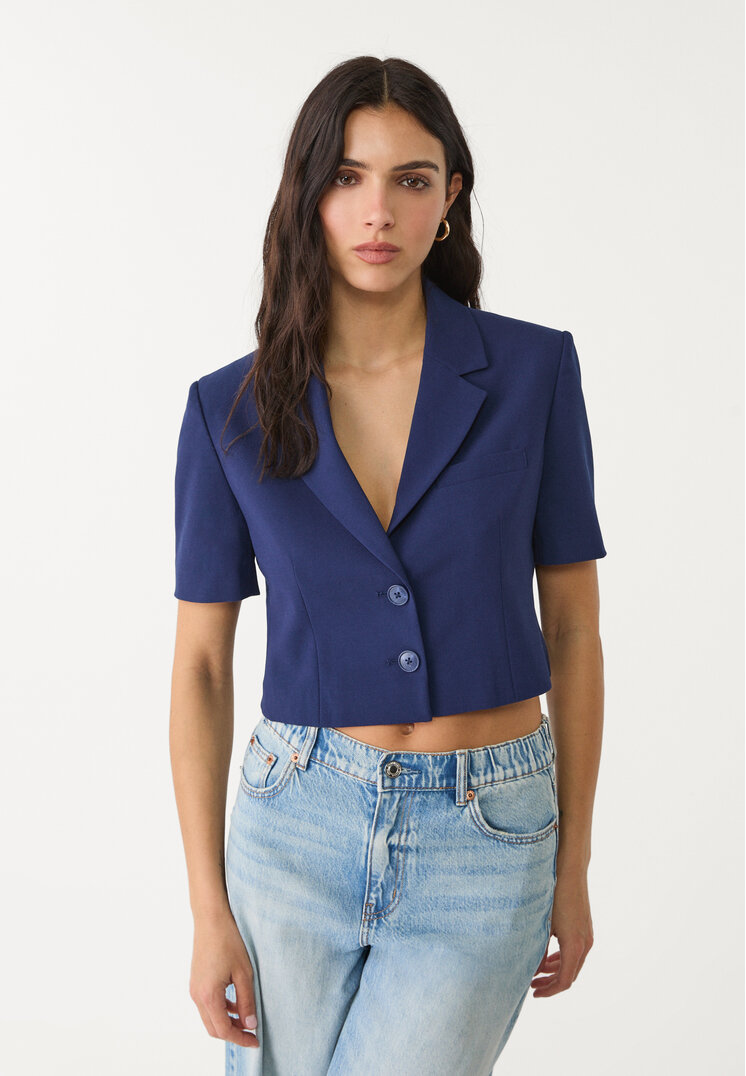 americana cropped manga corta