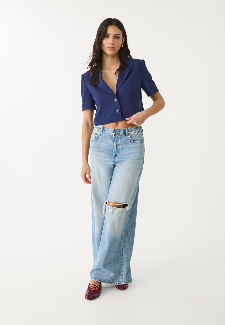 americana cropped manga corta
