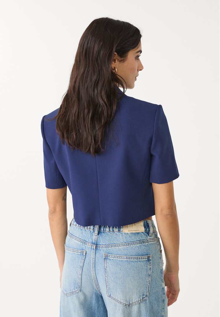americana cropped manga corta