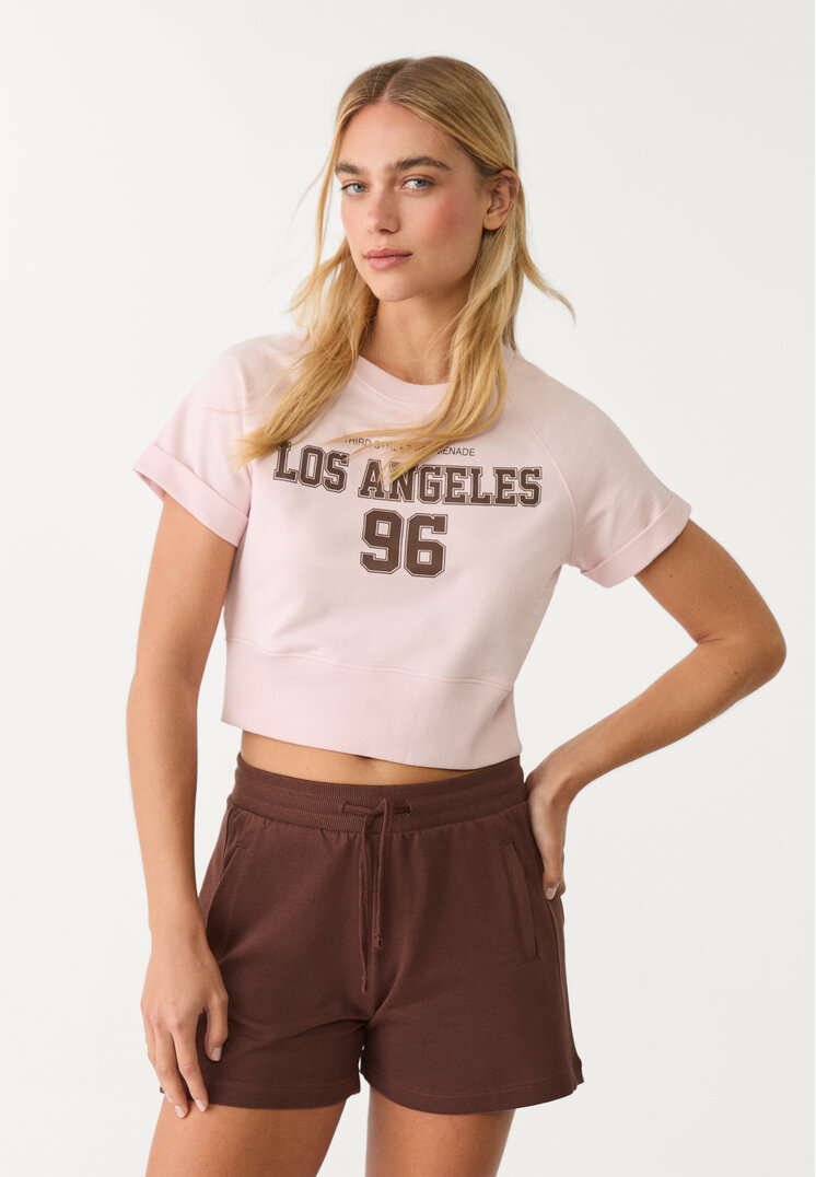 camiseta cropped texto