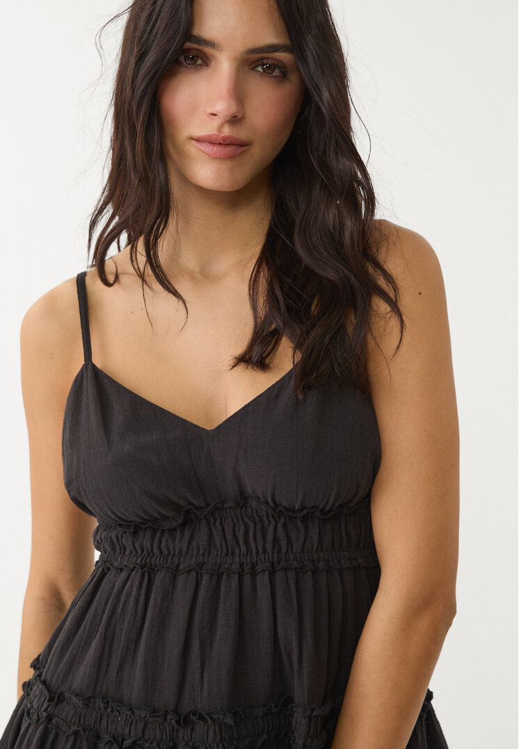 vestido corto tirantes volantes