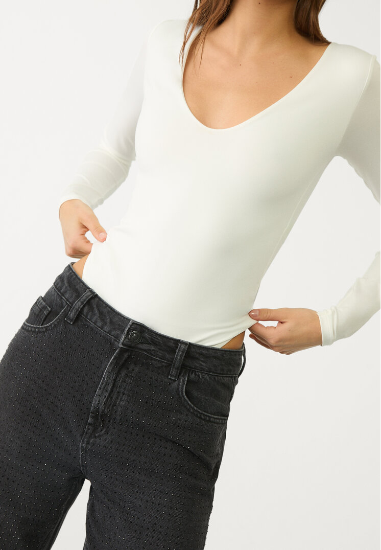 body poliamida escote pico