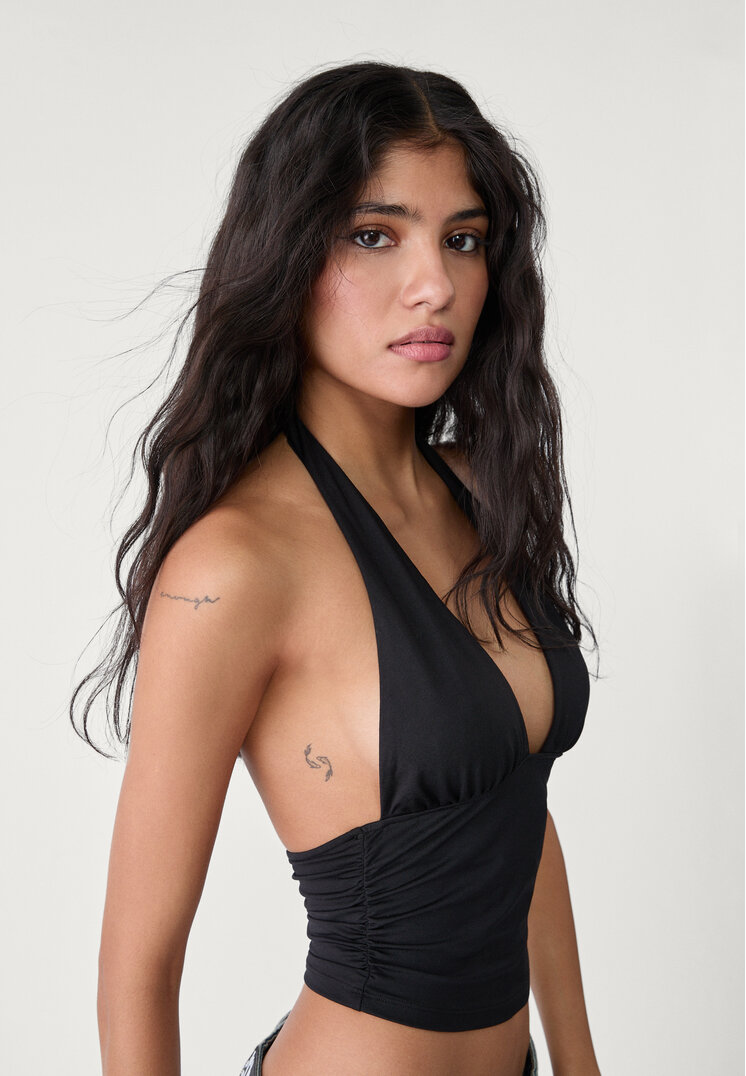 camiseta halter frunce