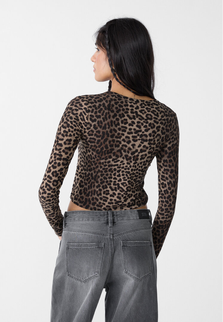 camiseta botones canale leopardo