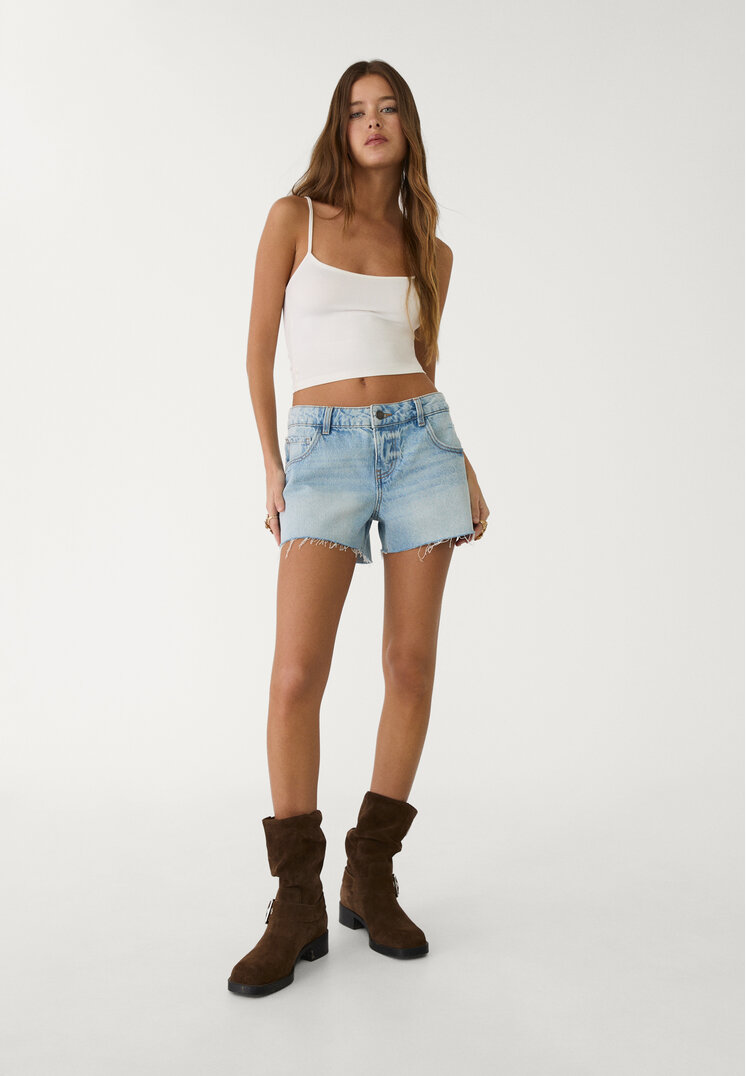 Stradivarius Top Din Poliamidă Cu Bretele Ecru L