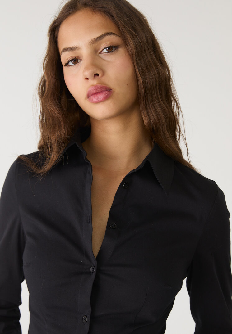 camisa fitted manga fluida