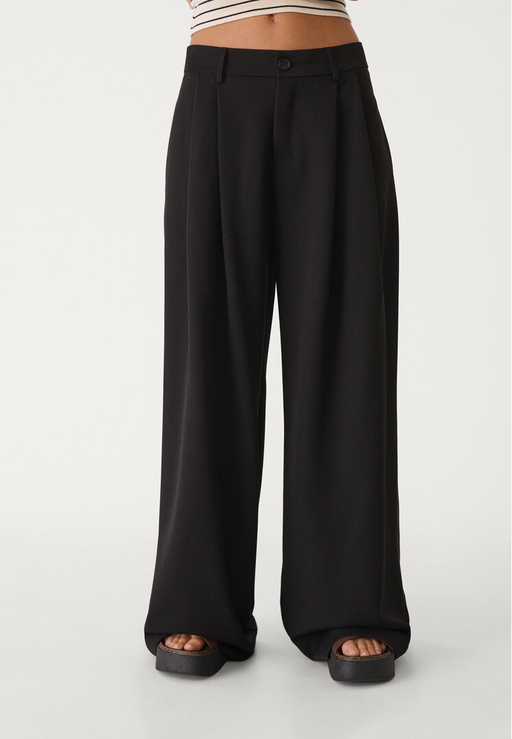 pantalon vestir wide leg pinzas