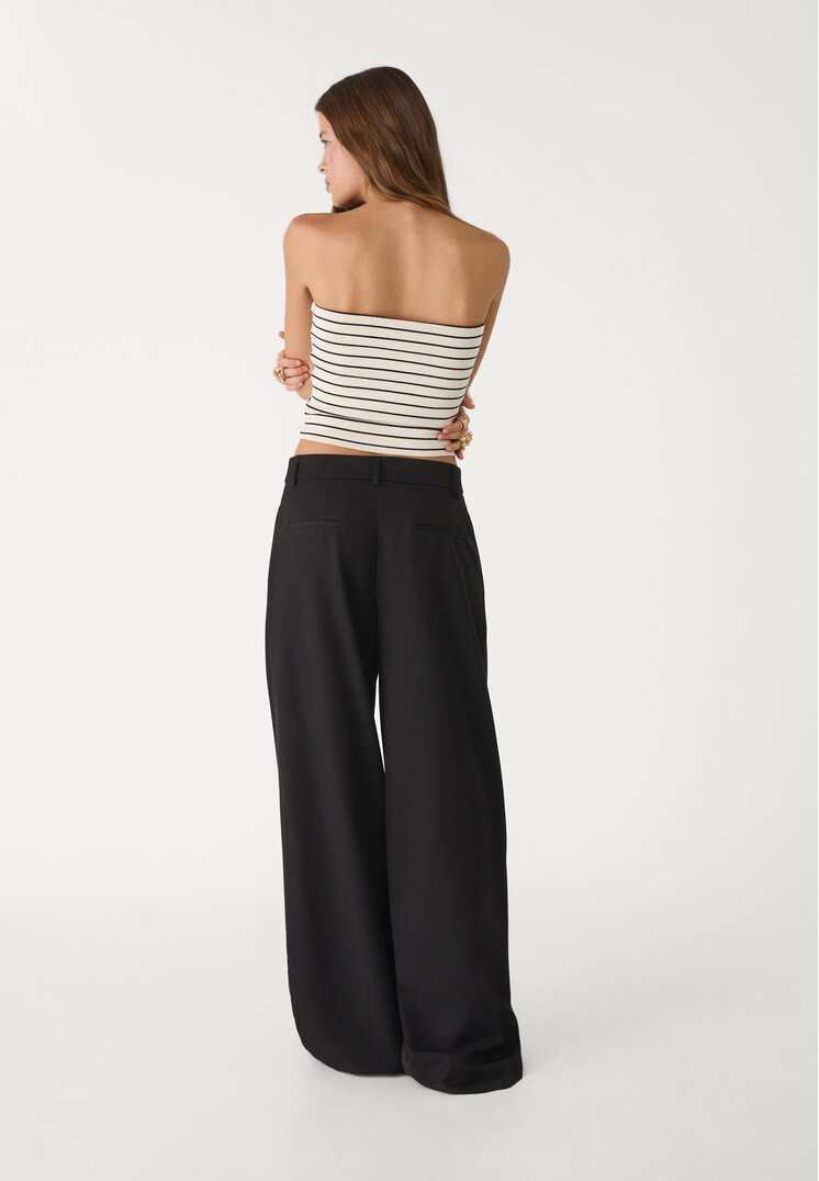 pantalon vestir wide leg pinzas