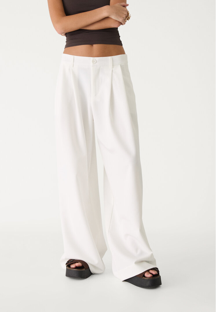pantalon vestir wide leg pinzas