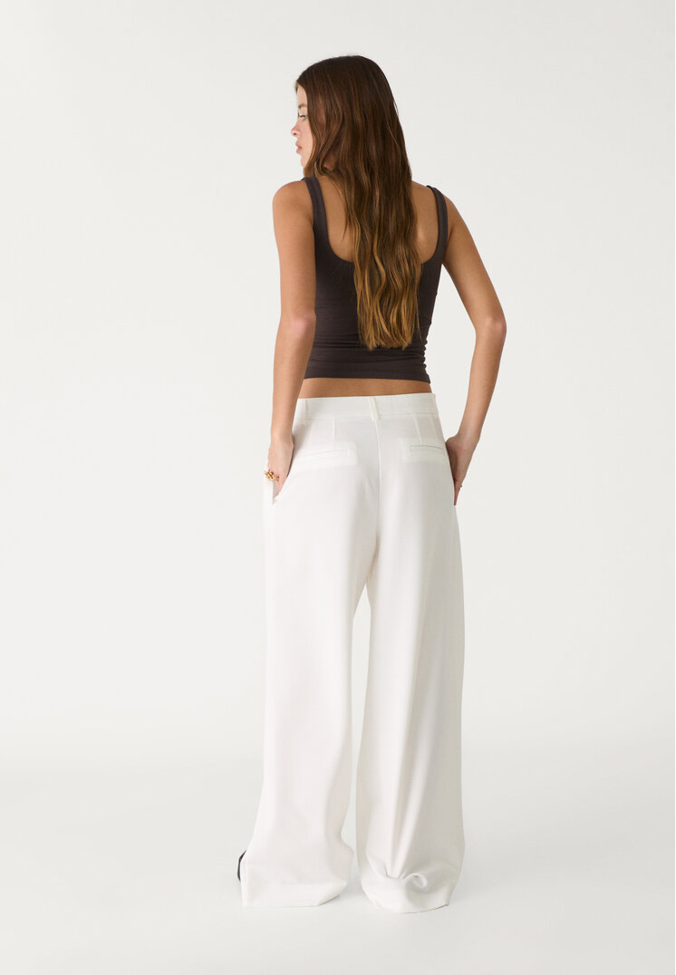 pantalon vestir wide leg pinzas