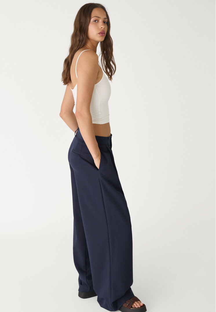 pantalon vestir wide leg pinzas