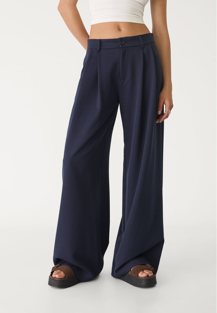 pantalon vestir wide leg pinzas