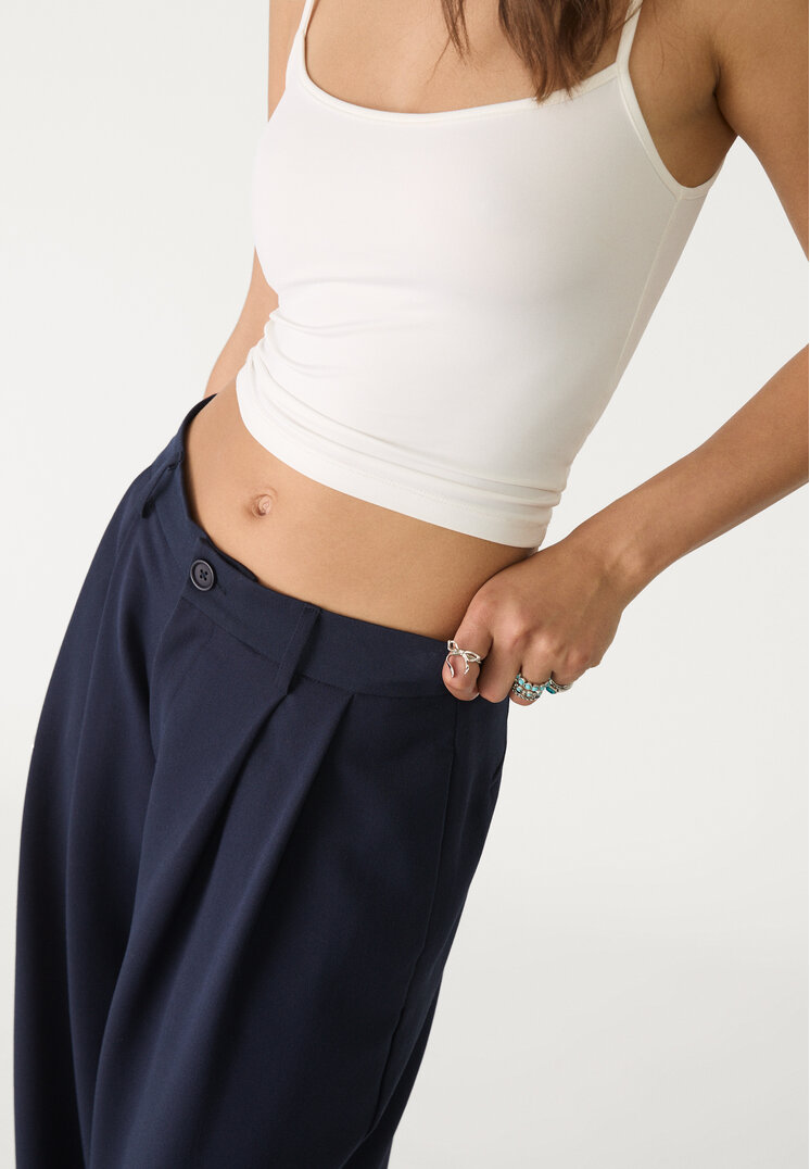 pantalon vestir wide leg pinzas