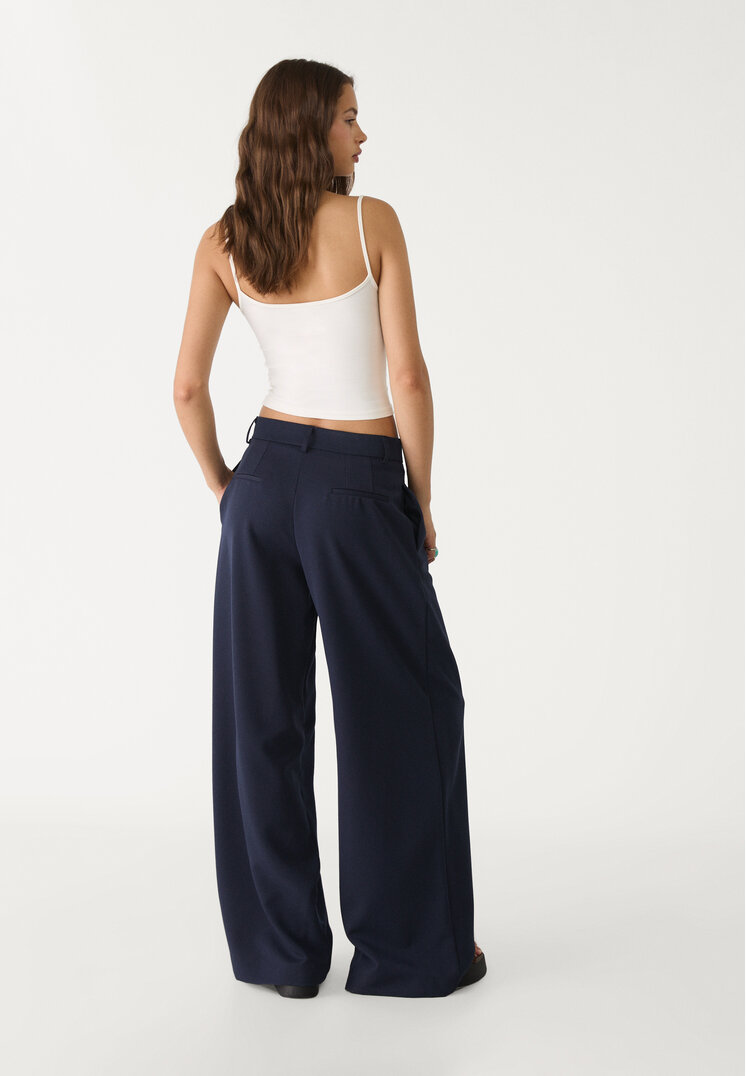 pantalon vestir wide leg pinzas
