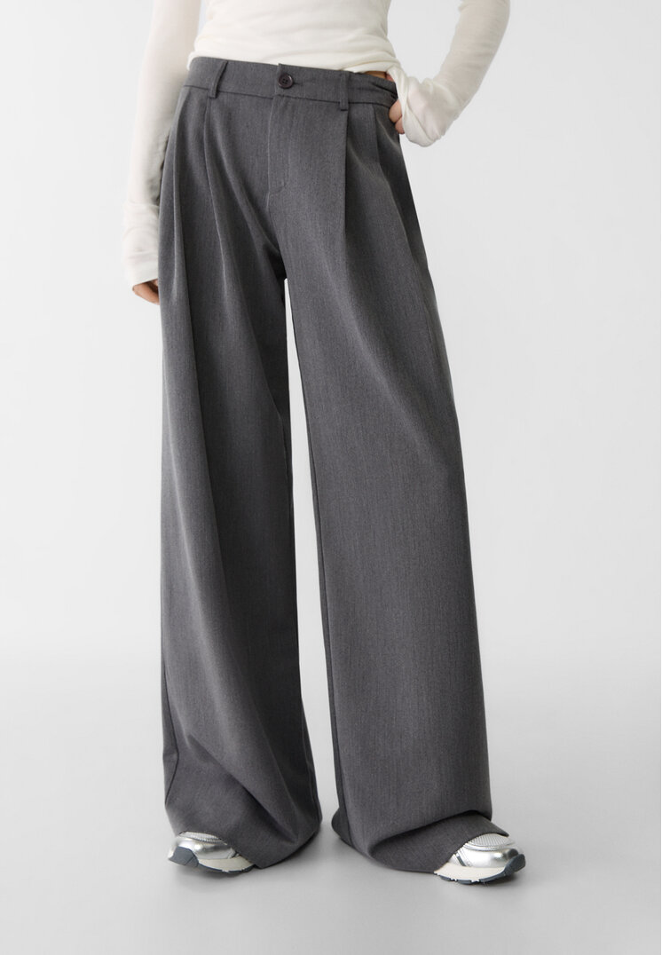 pantalon vestir wide leg pinzas