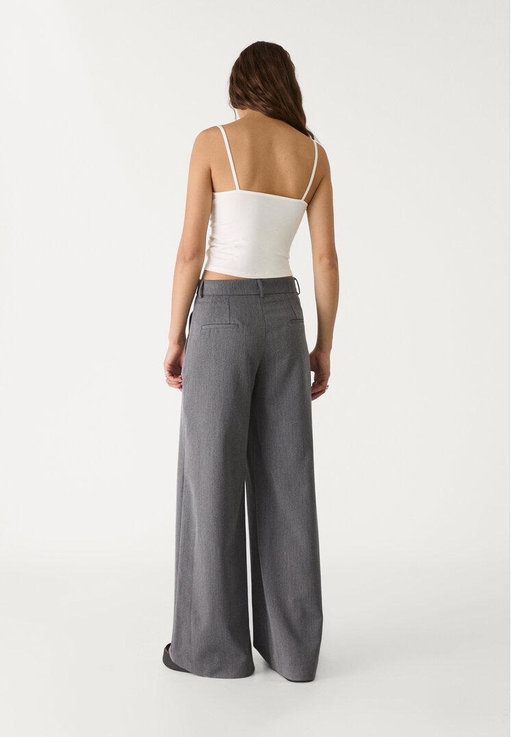 pantalon vestir wide leg pinzas