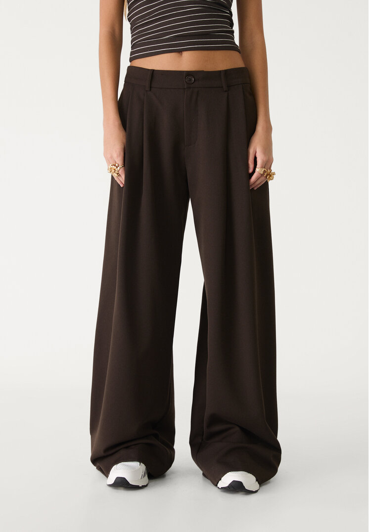 pantalon vestir wide leg pinzas