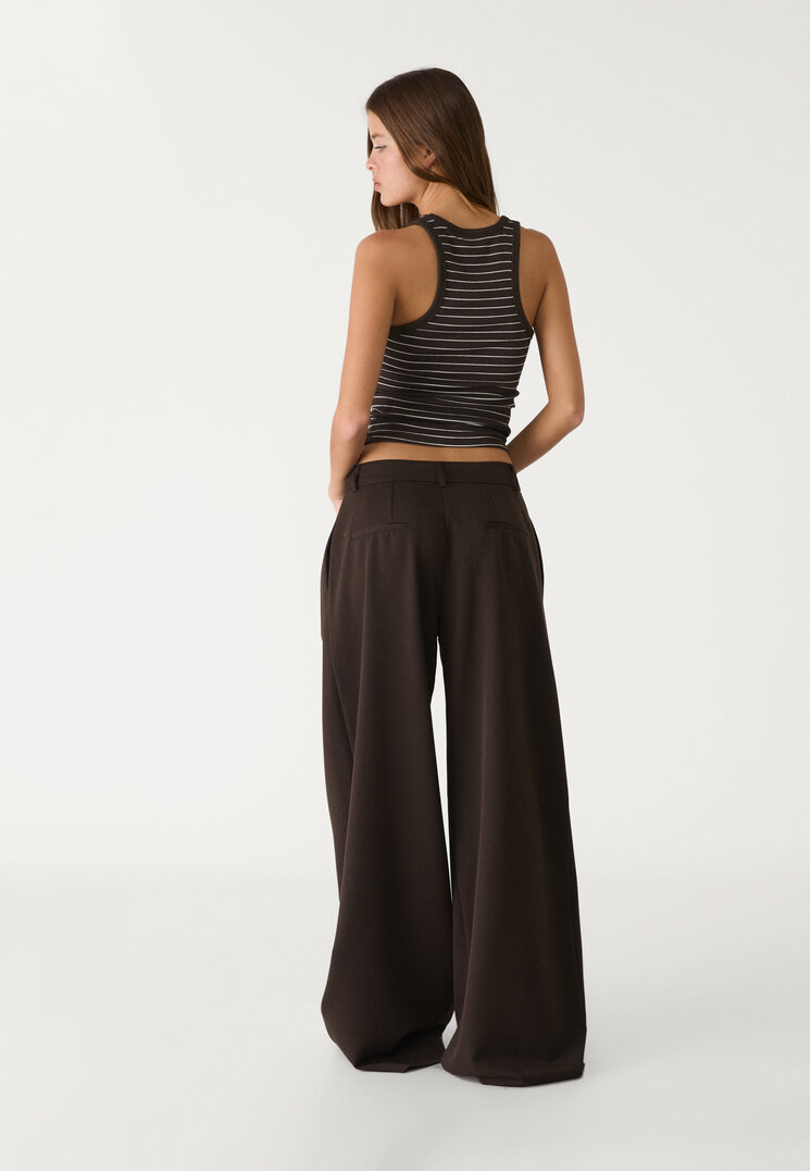 pantalon vestir wide leg pinzas