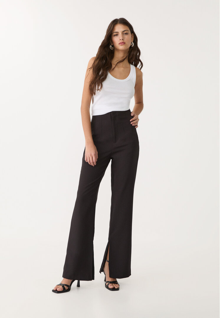 Stradivarius Pantaloni Eleganți Cu Talie Foarte Înaltă Negru 36