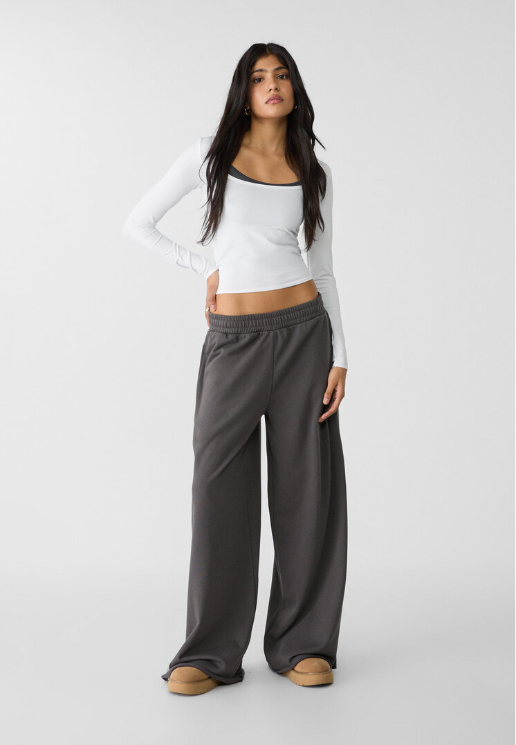 pantalon felpa wide leg vivo