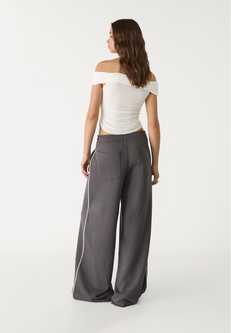 pantalon felpa wide leg vivo