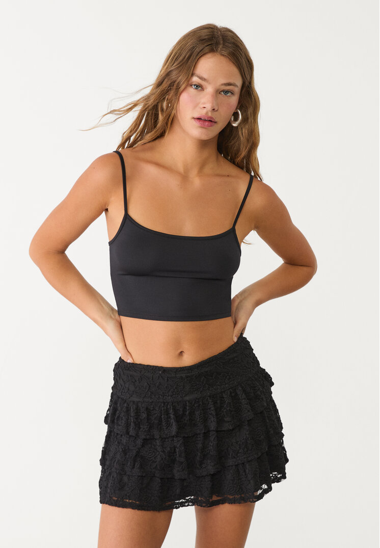 falda pantalon fluida encaje