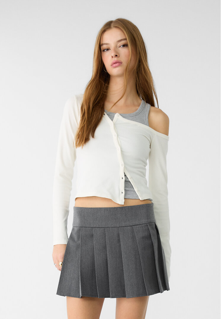 Stradivarius Fustă Scurtă Clini Gri Închis Xl