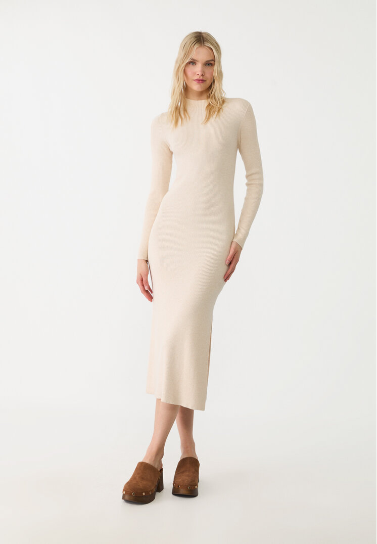Stradivarius Rochie Midi Din Tricot Cu Guler Perkins Piatră Xs