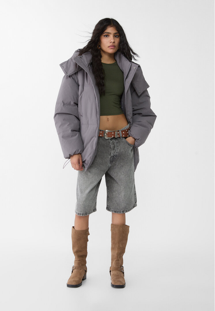 cazadora oversize acolchada capucha