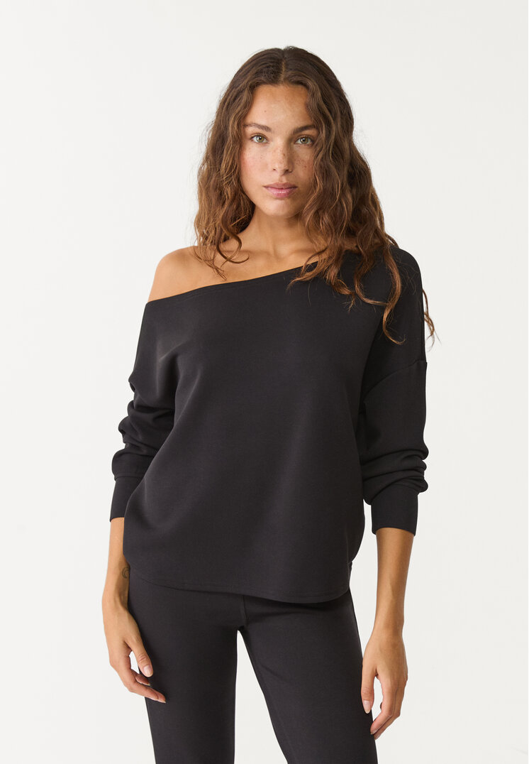 sudadera hombro descubierto tacto suave