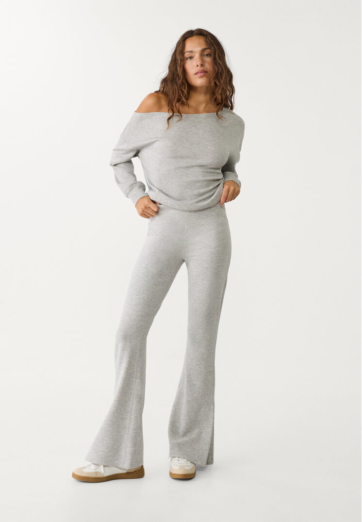 Stradivarius Pantaloni Evazați Fini Gris Amestec S