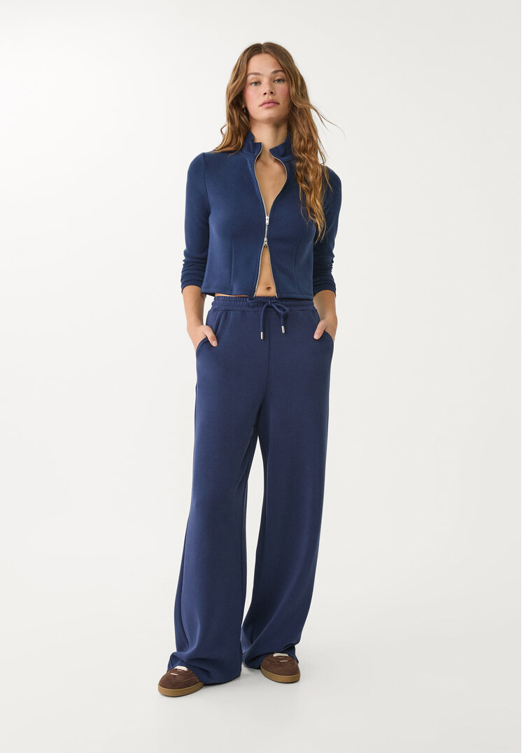 Stradivarius Pantaloni Palazzo Fini Bleumarin M