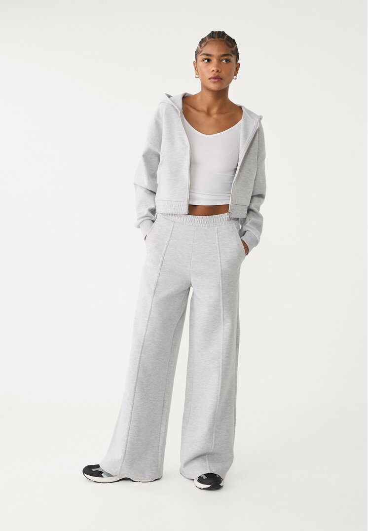 Stradivarius Pantaloni Largi Moi La Atingere Gris Amestec L