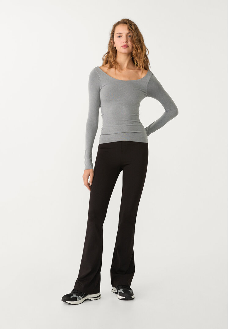 Stradivarius Leggings Evazați Sculpt Negru S