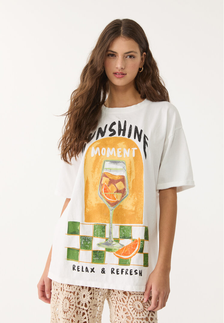 camiseta oversize heavy cotton estampado