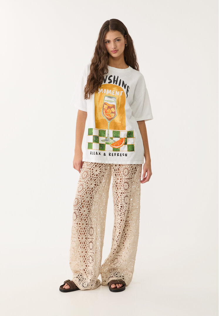 camiseta oversize heavy cotton estampado